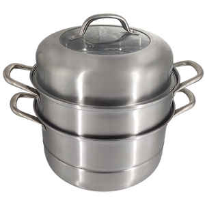 Ensemble de cuiseur vapeur pour <span class=keywords><strong>couscous</strong></span>, 28 cm, 30 cm, acier inoxydable, écologique, polissage miroir, couvercle visible, métal, capacité de 4 <span class=keywords><strong>L</strong></span>, gaz - Product Image 1