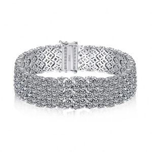 Dylam High End Jewelry 14cm Width Women S925 Silver Rhodium Plated Full Setting Eternity 5A Cubic Zirconia <b>Bangle</b> Bracelet - Product Image 1