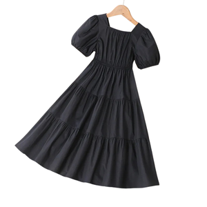 Vestido Americano de Alta Calidad, Diseño Personalizado, Casual, Minimalista, Cuello Cuadrado, Manga Corta, Verano, Satén Ecológico - Product Image 2