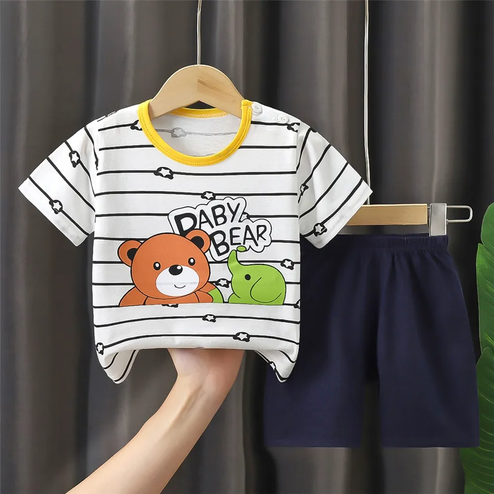 Prix attractif Nouveau Type Garçon Et Fille Bébé Costume D'été Fine Set T-shirts Coton