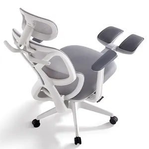 Kursi kantor rumah jaring antilembap, kursi komputer dengan sandaran kaki, kursi meja putar ergonomis