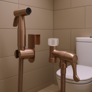 Pulvérisateur de bidet mural en acier inoxydable couleur or rose avec tuyau flexible, design contemporain - Product Image 2