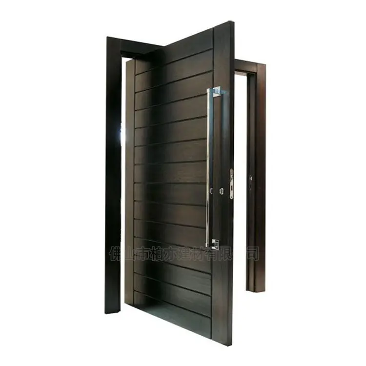 Porta de entrada de alumínio luxuosa de segurança personalizada com dobradiças frontal, porta de metal blindada de pivô externa fundido, porta de entrada residencial