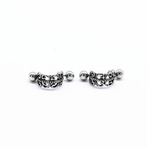 yunnique Fashionable Stainless Steel <b>Cuff</b> Earrings Geometric <b>Feather</b> Design Unisex Jewelry - Product Image 1