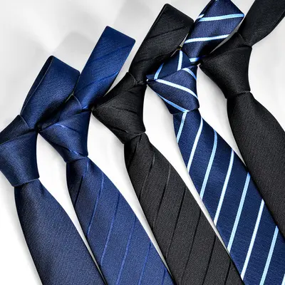 Mode cravates classique hommes rayé à carreaux noir cravates Jacquard tissé 100% soie hommes cravate cravates pour hommes