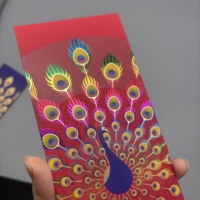 Enveloppe Rouge Personnalisée avec Estampage à Chaud Paon, Pochette Cadeau de Luxe pour Nouvel An Chinois, Argent pour Mariage et Fêtes