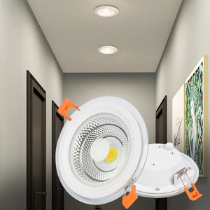 New Arrival <span class=keywords><strong>COB</strong></span> <span class=keywords><strong>LED</strong></span> Glass ánh sáng màu duy nhất lõm gắn 5W 7W 10W 15W 24W tùy chọn hai màu sắc IP44 đánh giá Downlight 90mm - Product Image 1
