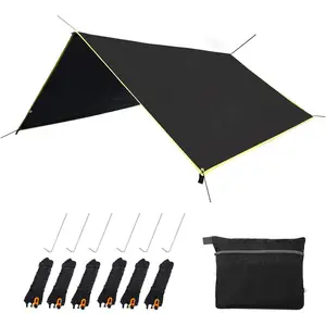 Toptan muşamba barınak kamp-Hamak güneş/yağmur şelteri gölge tente çadır kamp, açık ultralight sırt çantasıyla hamak kamp tente