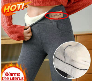Factory Price High Waist Thick Cashmere Pants Winter Warm Thermal <strong>Sherpa</strong> <strong>Lined</strong> <strong>Leggings</strong> With Pocket - Product Image 4