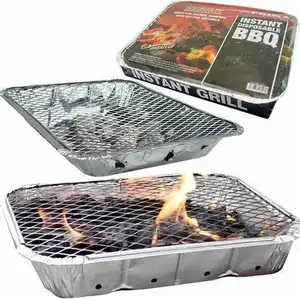 Wegwerp Draagbare Bbq Aluminium Instant Bbq Grill Outdoor Picknick Barbecue Kachel