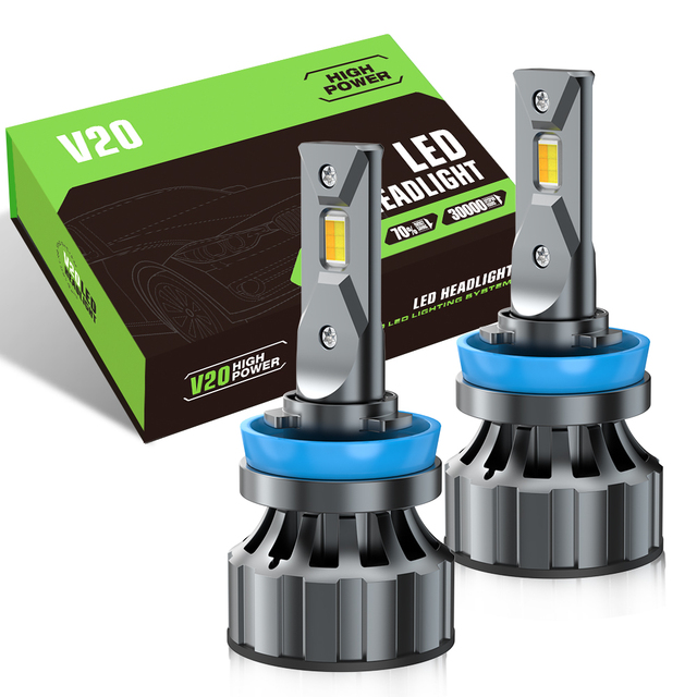 AKE V20S White Yellow Lights Tri Color Led Headlight Bulb H1 H4 H7 H11 Led Headlight 6000k 4300k 3000k 3 Color Car Head Lamp