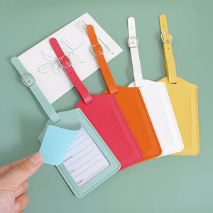 Vente flash : Étiquette à bagages en cuir PU multicolore pour carte d'embarquement d'avion, étiquette de voyage créative pour enregistrement à l'aéroport, porte-clés - Product Image 3