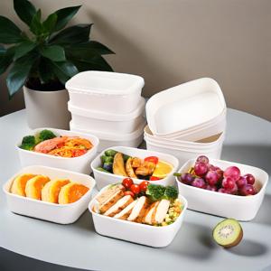 Saladier rectangulaire en papier jetable de qualité alimentaire avec logo personnalisé et couvercle pour fast-food à emporter pour sandwichs sushis - Product Image 4