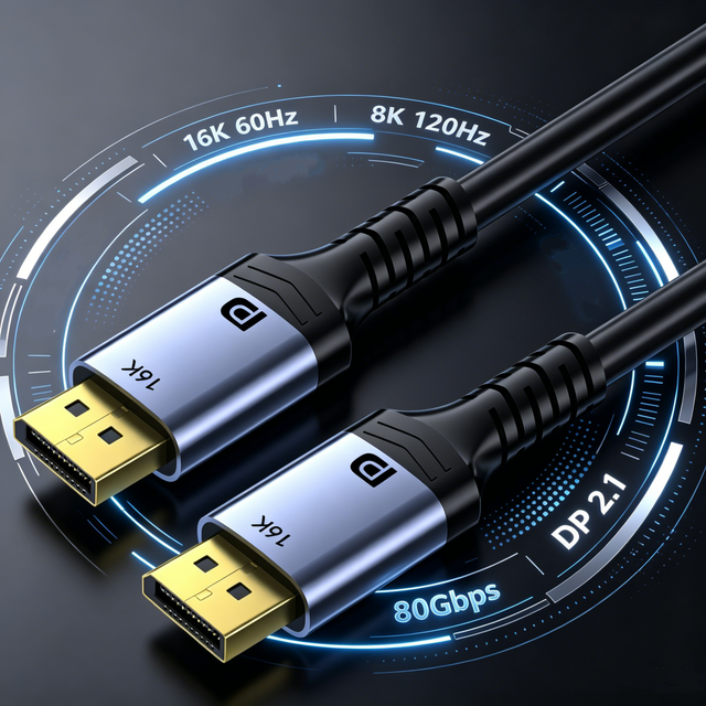 Advanced Xput 16K for 2.1 Braid Cable 80Gbps Ultra High Speed DP to DP for Gaming Monitor 8K120Hz 4K240Hz