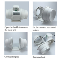 Ventilateur extracteur en ligne à flux mixte pour tente de culture hydroponique, 4 à 6 pouces, faible bruit, haute pression, économie d'énergie, 2 vitesses, en plastique