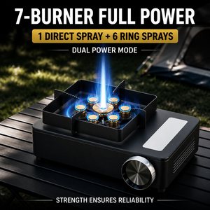 Nuovo Fornello a Gas Butano Portatile Antivento a Sette Stelle per Campeggio, Attrezzatura da Cucina ad Alta Potenza per Barbecue all'Aperto, 3-5 Persone - Product Image 6