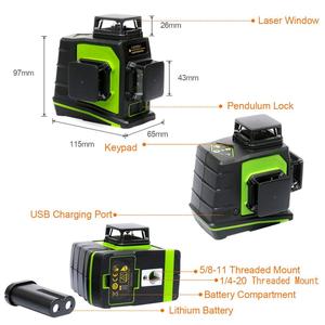 <span class=keywords><strong>Huepar</strong></span> 3x360 GF360G <span class=keywords><strong>Laser</strong></span> auto-nivelant avec batterie au lithium rechargeable, niveau <span class=keywords><strong>laser</strong></span> 3D à faisceau vert en mode impulsion extérieure - Product Image 6