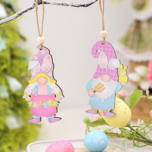 Nuovo Prodotto Decorazioni Pasquali 8 <span class=keywords><strong>Pezzi</strong></span>/Scatola Uova di Pasqua Simpatici Elfi Senza Volto Pendenti in Legno - Product Image 3