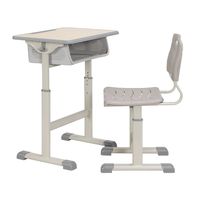 Ensemble de bureau et chaise d'école réglables modernes avec grande boîte à livres, table d'étude en bois, mobilier de classe ergonomique gris clair