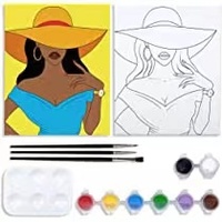 Kit de peinture sur toile avec design de dessin animé personnalisé pour adultes, soirées peinture et dégustation, cadre en bois écologique 20x20cm