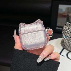 Nouvelle coque de protection en poudre scintillante pour AirPods Pro 1 2 3, coque souple en TPU, oreilles de chat mignonnes pour AirPods 1 2 3 4, étui pour écouteurs - Product Image 1