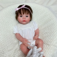 Realistische 18 Zoll / 45 CM Reborn-Babypuppen aus weichem Silikon mit handgewurzelten Haaren, waschbare weiche Spielzeugpuppe für Mädchen, pädagogisch wertvoll, inklusive Zubehör