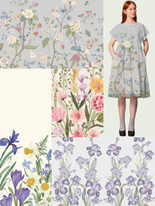 قماش مطبوع بزهور الزنبق ونبات العنب الرومانسي، نسيج متنفس يشبه القطن للمنسوجات المنزلية والحقائب وملابس النوم للفتيات - Product Image 6