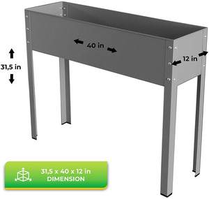 Jardinera elevada de Metal Galavized y powdrcoated XL,40x12x31,5, antracita grande, gran oferta - Product Image 3