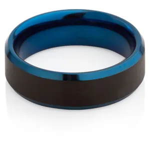 2024 Obe Brand New Arrival Jewelry Fashionable High Quality 8mm Ring Wide Tungsten Blue Carbide Ring Men