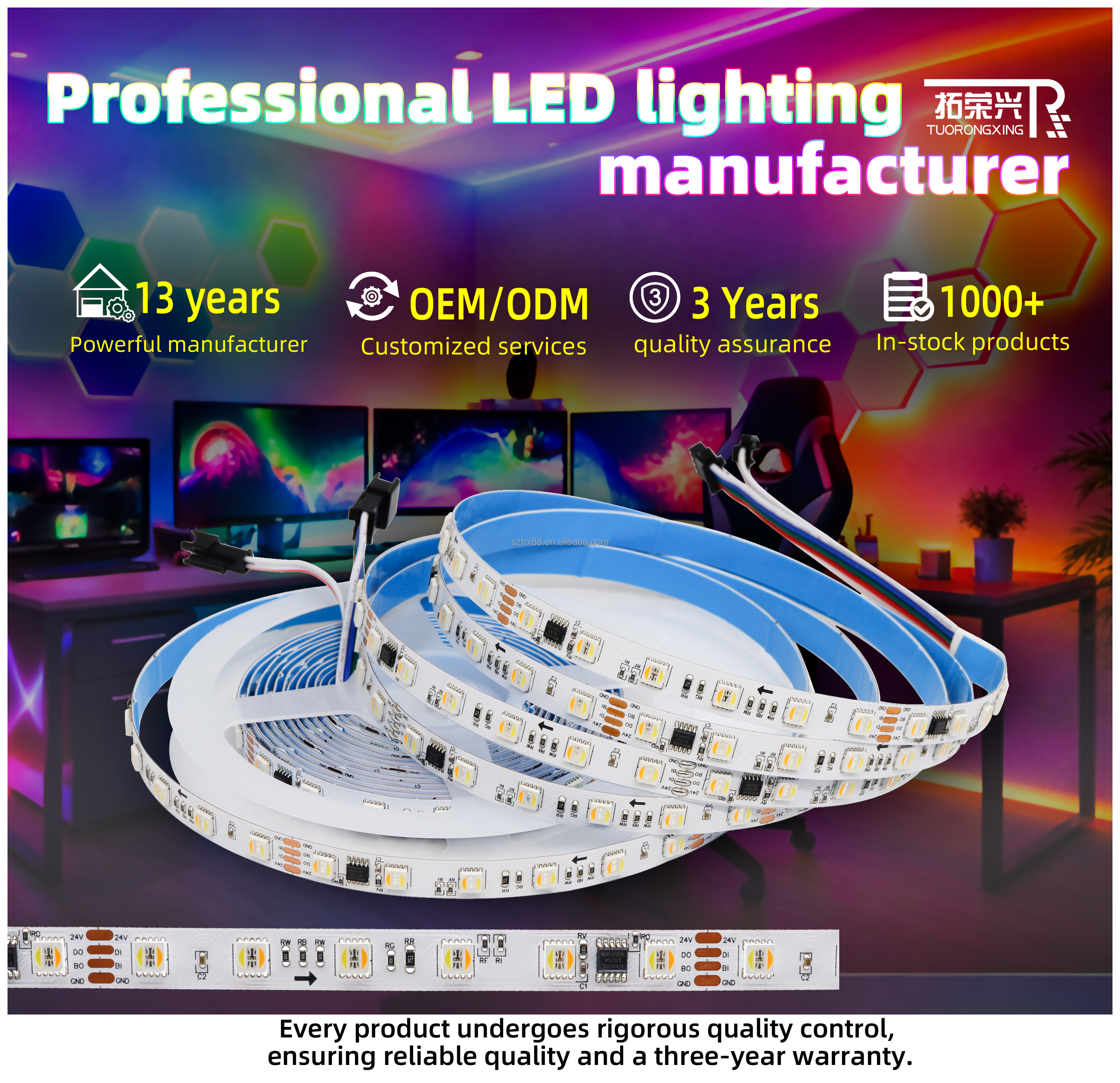 SPI Addressable RGBW CCT LED Strip Light Programmable Pixel Tape 5050 24V Copper for Smart Architectural Lighting