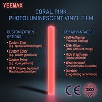 Rollo de Vinilo Luminoso Autoadhesivo de PVC/PET Fotoluminiscente Rosa Coral, Brilla en la Oscuridad, 12H, Decoración para Centros Comerciales, Aeropuertos, Estadios, Seguridad
