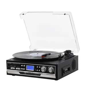 रेट्रो turntable के साथ vinyl प्लेयर प्लास्टिक ग्रामोफोन यूएसबी रिकॉर्ड खिलाड़ी कैसेट एल. पी. खेलने टर्नटेबल