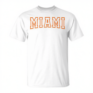 T-shirt classique Miami Throwback en coton blanc, unisexe, taille adulte moyenne - Product Image 2