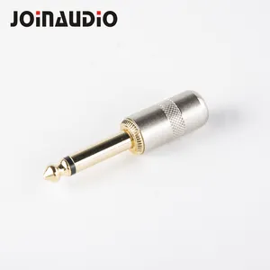 6.35Mm Nikkel/Vergulde Mannelijke Mono Socket Metalen Audio Converter Plug Jack Connector