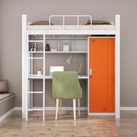 Lit superposé en métal économique avec bureau intégré, lit mezzanine en acier taille double pour adultes et étudiants avec escalier