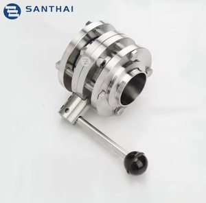 วาล์วผีเสื้อแบบสุขภัณฑ์ <span class=keywords><strong>SANTHAI</strong></span> ST-V1023 3PC ชนิด SS304L สำหรับระบายความร้อนของเหลว ขนาดพอร์ต 1/2 นิ้ว-8 นิ้ว รับประกัน 3 ปี สำหรับระบบ AI - Product Image 3