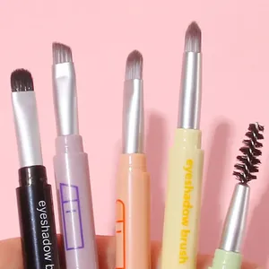 Lot de pinceaux de maquillage multifonctions 4-en-1 télescopiques portables en poils synthétiques pour le visage, les yeux, les sourcils et le correcteur, format mini, vente en gros - Product Image 4