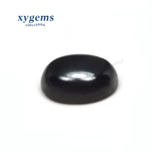 卸売無地楕円形カボションフラットガラス宝石黒ガラス石
