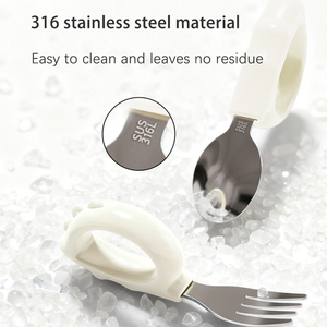ชุดช้อนส้อมสแตนเลสเกรดอาหารสำหรับเด็กวัยหัดเดินซิลิโคนปราศจากสาร BPA สำหรับป้อนอาหารเด็ก - Product Image 3