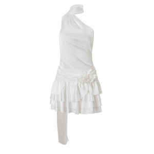 Nouvelle collection Printemps 2026 : Robe élégante et sexy en satin, <span class=keywords><strong>style</strong></span> français, épaules dénudées, dos nu, pour femme (inspiration européenne et américaine) - Product Image 3