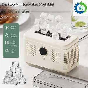 Máquina de Hielo Eléctrica Portátil de 12 Cubos para Encimera, Conveniente y Automática, Mini Máquina de Hielo para Uso Doméstico - Product Image 1