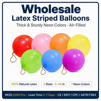 Ballons en latex rayés en gros, épais et robustes, couleurs néon, à gonfler à l'air, pour décorations de fêtes de Noël, sacs cadeaux et jeux d'extérieur
