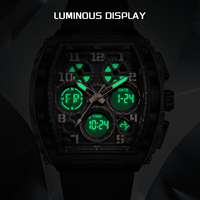 Montre étudiante LIGE FB0096 en silicone tonneau, avec alarme, chronomètre, compte à rebours, sonnerie horaire, luminescente, étanche, multifonction + boîte