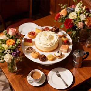 Support à gâteau rond en céramique décoratif sur pied haut pour restaurant, <span class=keywords><strong>anniversaire</strong></span>, mariage, présentation de cupcakes, plateau à gâteau, assiette à dessert - Product Image 3