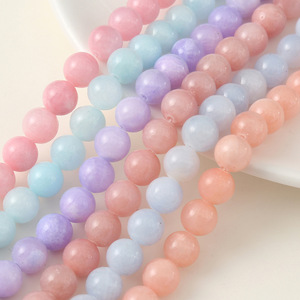 Nuovo <span class=keywords><strong>calcedonio</strong></span> colorato 10mm <span class=keywords><strong>pietra</strong></span> naturale sfusa perline rotonde per braccialetto - Product Image 4