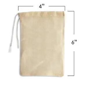 Factory Supplier Packaging Bags Custom Packing Fabric Pouch Small Drawstring Bag Cotton Muslin Organic Tea Bags