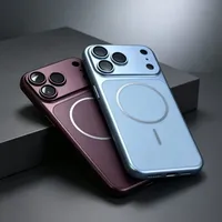 Nouvelle coque PC magnétique en métal coloré avec grande fenêtre plaquée pour iPhone 18 Pro Max Air 17 16 15 14 13 12 11 Pro Max