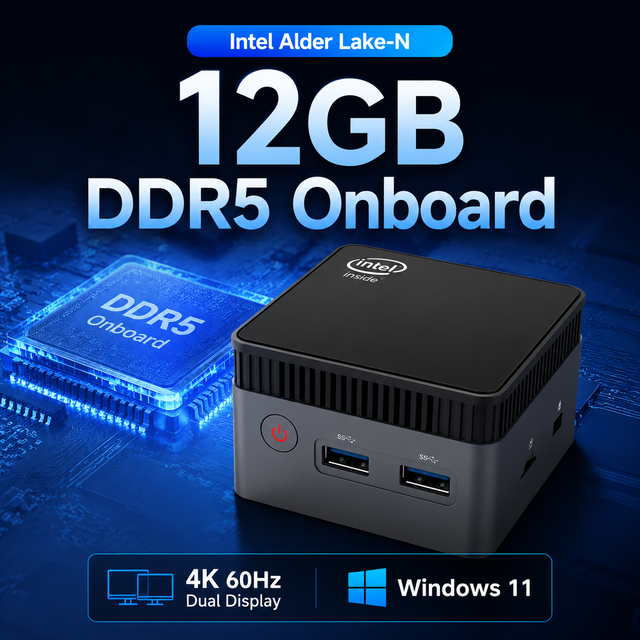 Zkmagic ZKM6S Mini PC N100 N150 12GB DDR5 Dual 4K 60Hz Display Ultra Compact Industrial PC Digital Signage Player