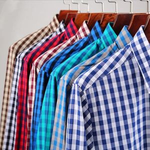 Venta al por mayor de camisas <span class=keywords><strong>a</strong></span> <span class=keywords><strong>cuadros</strong></span> con estilo para los hombres de alta calidad de algodón Spandex Casual azul Plaid <span class=keywords><strong>camisa</strong></span> de los hombres - Product Image 4
