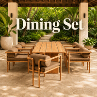 Ensemble de salle à manger en teck pour l'extérieur, table et chaises de jardin confortables et imperméables pour patio, villa, cour, mobilier moderne et simple